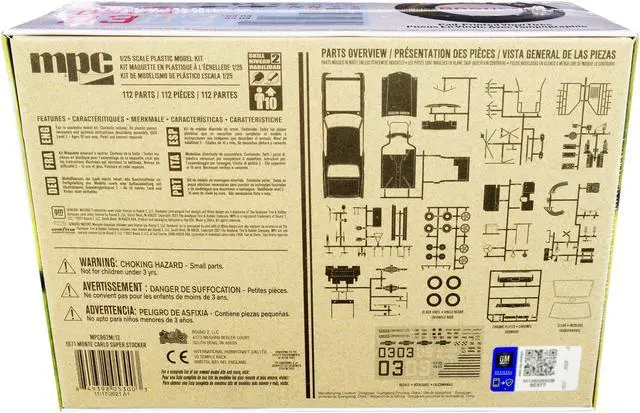 Alt view image 6 of 6 - Skill 2 Model Kit 1971 Chevrolet Monte Carlo Super Stocker 1/25 Scale Model by MPC