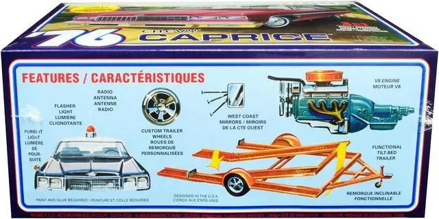 Alt view image 8 of 10 - Skill 2 Model Kit 1976 Chevrolet Caprice with Trailer 3-in-1 Kit 1/25 Scale Model by MPC