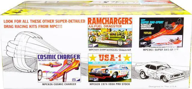 Alt view image 8 of 12 - Skill 2 Model Kit Dodge Challenger Ramchargers Funny Car "Legends of the Quarter Mile" 1/25 Scale Model by MPC