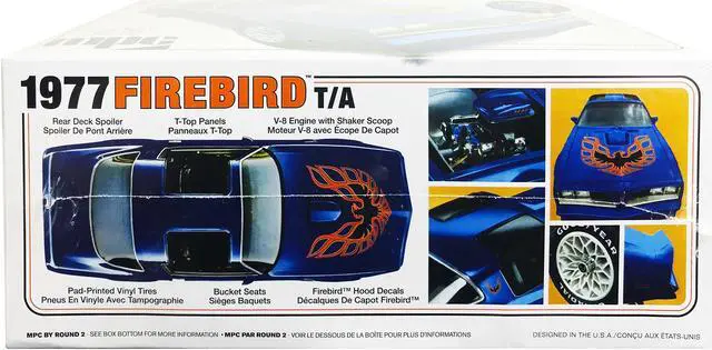 Alt view image 3 of 5 - Skill 2 Model Kit 1977 Pontiac Firebird T/A Trans Am 1/25 Scale Model by MPC