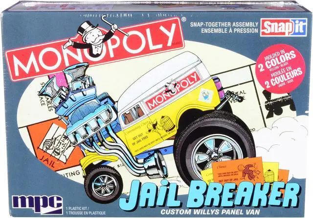 Alt view image 3 of 6 - Skill 1 Snap Model Kit Custom Willys Panel Van Jail Breaker "Monopoly" 1/25 Scale Model by MPC