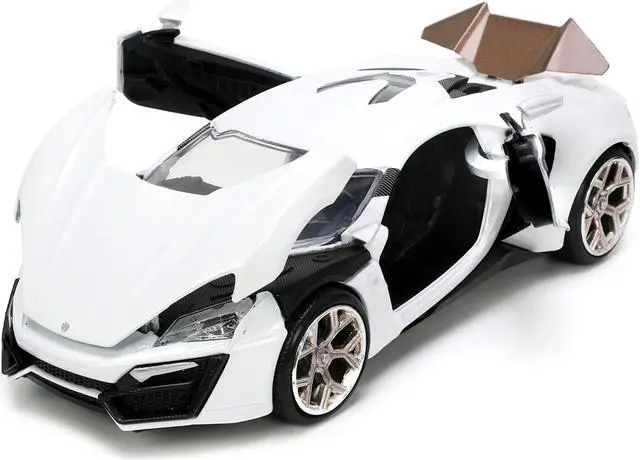 Alt view image 8 of 16 - Lykan Hypersport White with Bronze Metallic Rear Spoiler "HKS" "Hyper-Spec" Series 1/24 Diecast Model Car by Jada
