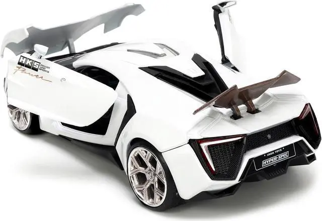 Alt view image 9 of 16 - Lykan Hypersport White with Bronze Metallic Rear Spoiler "HKS" "Hyper-Spec" Series 1/24 Diecast Model Car by Jada