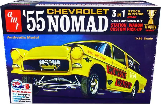 Alt view image 2 of 7 - Skill 2 Model Kit 1955 Chevrolet Nomad 3-In-1 Kit "Trophy Series" 1/25 Scale Model By Amt