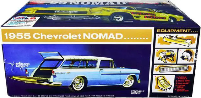Alt view image 6 of 7 - Skill 2 Model Kit 1955 Chevrolet Nomad 3-In-1 Kit "Trophy Series" 1/25 Scale Model By Amt