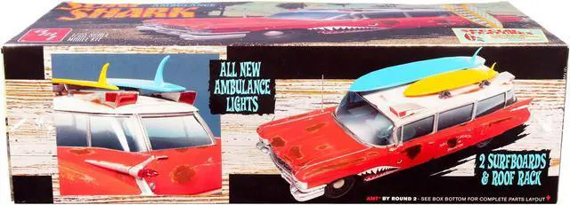 Alt view image 4 of 6 - Skill 2 Model Kit 1959 Cadillac Ambulance "Surf Shark" 1/25 Scale Models by AMT