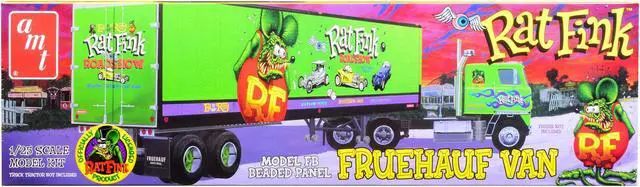 Alt view image 6 of 12 - Skill 3 Model Kit Fruehauf FB Beaded Panel Van Trailer "Rat Fink" 1/25 Scale Model by AMT