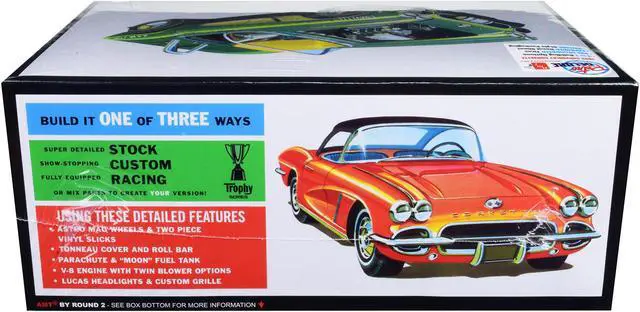Alt view image 9 of 13 - Skill 2 Model Kit 1962 Chevrolet Corvette 3 in 1 Kit 1/25 Scale Model by AMT