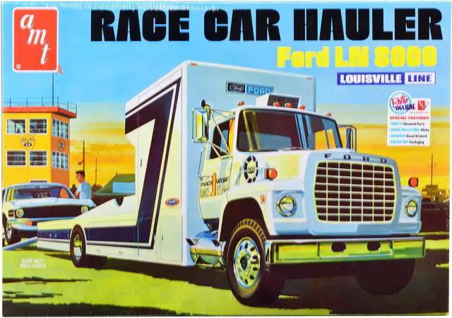 Alt view image 6 of 12 - Skill 3 Model Kit Ford LN 8000 Race Car Hauler Louisville Line 1/25 Scale Model by AMT
