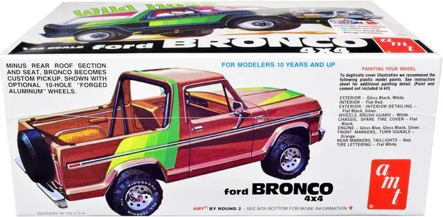 Alt view image 8 of 12 - Skill 2 Model Kit Ford Bronco 4X4 "Wild Hoss" 1/25 Scale Model by AMT