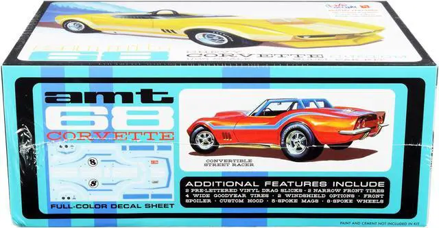 Alt view image 4 of 6 - Skill 2 Model Kit 1968 Chevrolet Corvette Custom 1/25 Scale Model by AMT