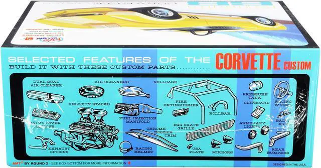Alt view image 5 of 6 - Skill 2 Model Kit 1968 Chevrolet Corvette Custom 1/25 Scale Model by AMT