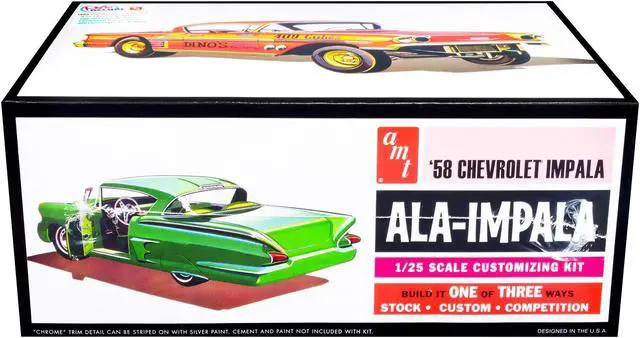 Alt view image 4 of 6 - Skill 2 Model Kit 1958 Chevrolet Impala "Ala-Impala" 3-in-1 Kit 1/25 Scale Model by AMT