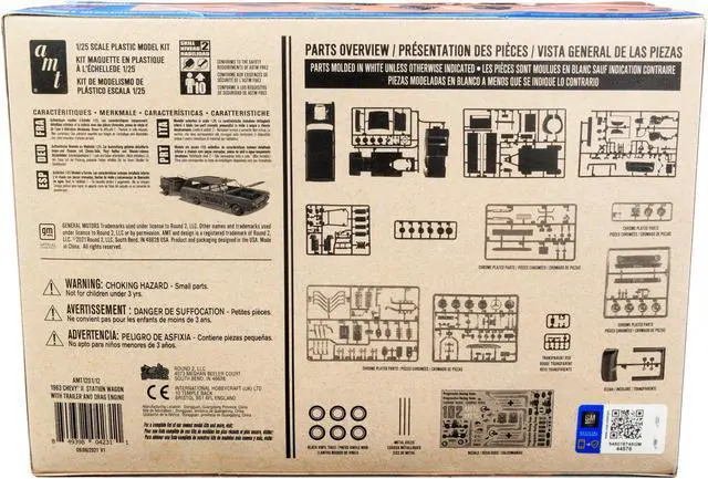Alt view image 6 of 6 - Skill 2 Model Kit 1963 Chevrolet II Station Wagon with Trailer 3-in-1 Kit 1/25 Scale Model by AMT