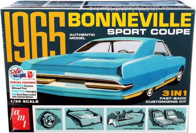 Alt view image 3 of 6 - Skill 2 Model Kit 1965 Pontiac Bonneville Sport Coupe 3-in-1 Kit 1/25 Scale Model by AMT
