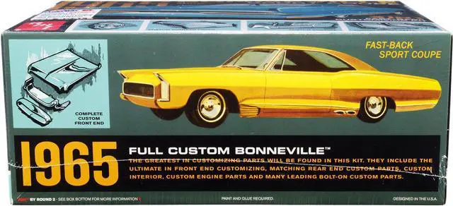 Alt view image 4 of 6 - Skill 2 Model Kit 1965 Pontiac Bonneville Sport Coupe 3-in-1 Kit 1/25 Scale Model by AMT