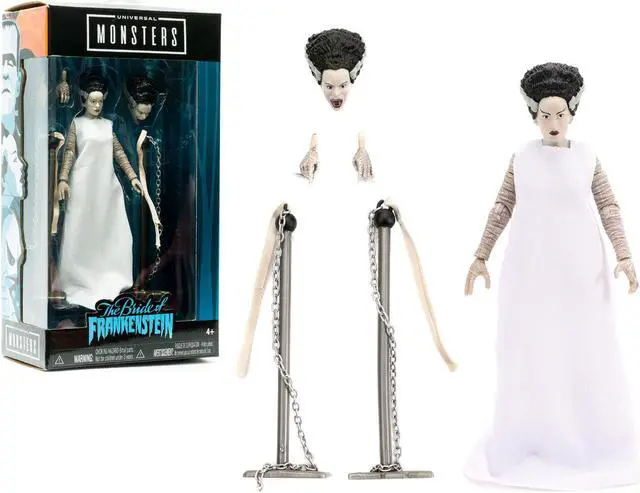Alt view image 2 of 7 - The Bride of Frankenstein 6" Moveable Figurine with Chains and Alternate Head and Hands "Universal Monsters" Series by Jada