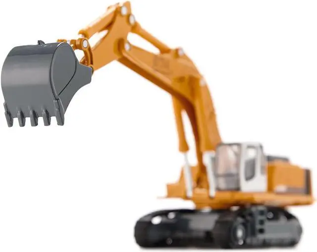 Alt view image 6 of 6 - Heavy Haulage Flatbed Transporter Blue and Liebherr 974 Litronic Excavator Yellow 1/87 (HO) Diecast Models by Siku