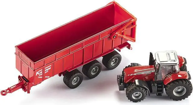 Alt view image 3 of 6 - Massey Ferguson 8480 Dyna VT Tractor Red with Silver Top and Krampe Dump Trailer Red 1/87 (HO) Diecast Models by Siku