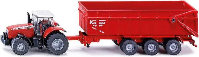 Alt view image 2 of 6 - Massey Ferguson 8480 Dyna VT Tractor Red with Silver Top and Krampe Dump Trailer Red 1/87 (HO) Diecast Models by Siku