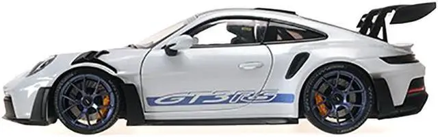 Alt view image 2 of 5 - 2022 Porsche 911 (992) GT3 RS "Weissach Package" Gray Metallic with Blue Accents Limited Ed 1/18 Diecast Model Car by Minichamps