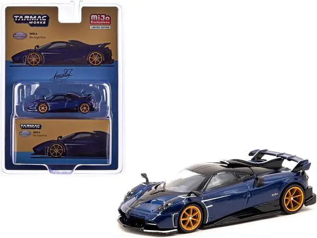 Main image of Pagani Imola Argentina Blue Metallic with Black Top "Global64" Series 1/64 Diecast Model by Tarmac Works