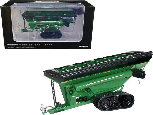Main image of Brent V1300 Grain Cart with Tracks Green 1/64 Diecast Model by SpecCast