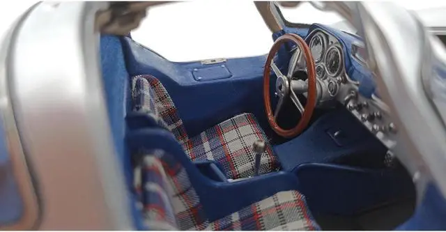 Alt view image 3 of 5 - 1955 Mercedes-Benz 300 SLR "Uhlenhaut Coupe" Silver with Blue Interior 1/18 Diecast Model Car by CMC