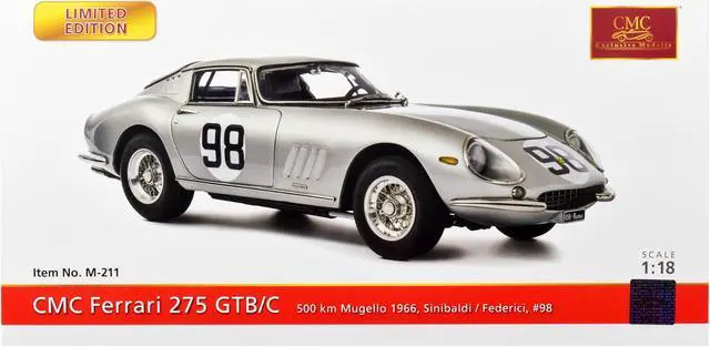 Alt view image 4 of 4 - Ferrari 275 GTB/C #98 Renzo Sinibaldi Maurizio Grana 500 km Mugello 1966 Limited Ed 1000 pcs 1/18 Diecast Model Car CMC M-211