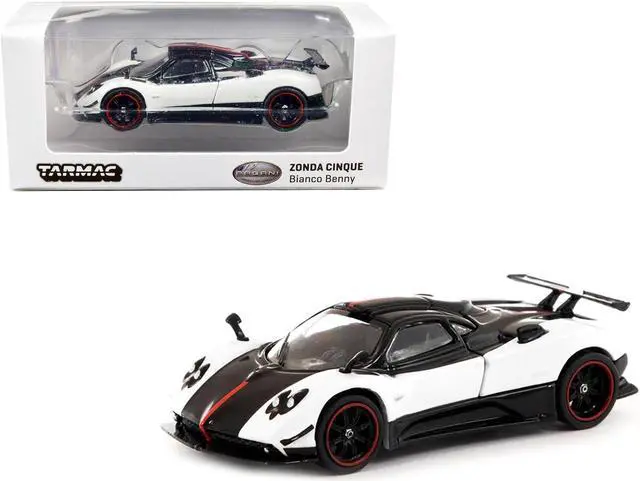 Main image of Pagani Zonda Cinque Bianco Benny White and Black "Global64" Series 1/64 Diecast Model Car by Tarmac Works