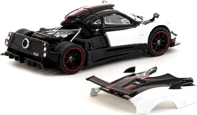 Alt view image 3 of 3 - Pagani Zonda Cinque Bianco Benny White and Black "Global64" Series 1/64 Diecast Model Car by Tarmac Works