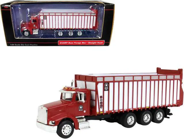 Main image of Peterbilt Truck Red with Meyer Manufacturing 8126RT Boss Forage Box 1/64 Diecast Model by SpecCast