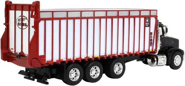 Alt view image 3 of 3 - Peterbilt Truck Black with Meyer Manufacturing 8126RT Boss Forage Box 1/64 Diecast Model by SpecCast