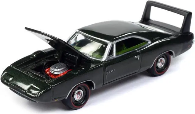 Alt view image 3 of 3 - 1969 Dodge Charger Daytona Dark Green Met w/Green Interior "Mecum Auctions" 1/64 Diecast Model Car by Johnny Lightning