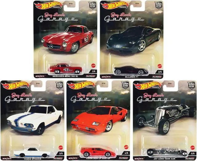 Main image of "Jay Lenos Garage" 5 piece Set "Car Culture" Series Diecast Model Cars by Hot Wheels