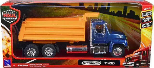 Alt view image 3 of 3 - Freightliner 114SD Dump Truck Blue and Yellow "Long Haul Trucker" Series 1/32 Diecast Model by New Ray