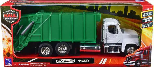 Alt view image 3 of 3 - Freightliner 114SD Garbage Truck White and Green "Long Haul Trucker" Series 1/32 Diecast Model by New Ray