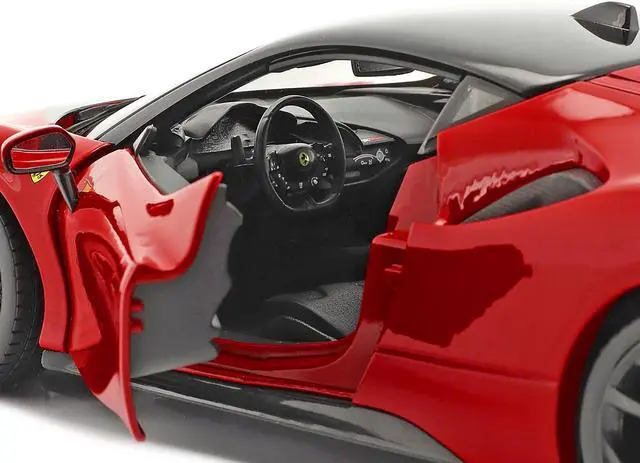Alt view image 2 of 5 - Ferrari SF90 Stradale Red with Black Top "Race + Play" Series 1/18 Diecast Model Car by Bburago