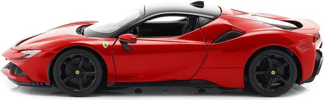 Alt view image 4 of 5 - Ferrari SF90 Stradale Red with Black Top "Race + Play" Series 1/18 Diecast Model Car by Bburago