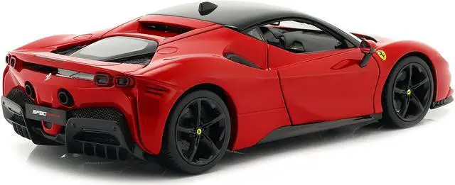 Alt view image 5 of 5 - Ferrari SF90 Stradale Red with Black Top "Race + Play" Series 1/18 Diecast Model Car by Bburago
