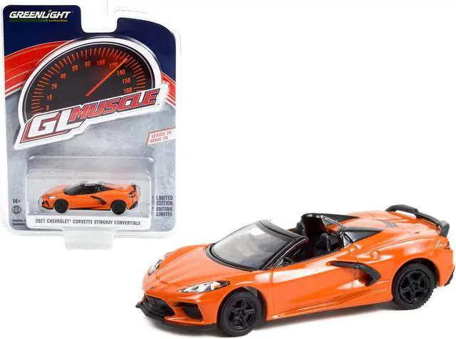 Main image of 2021 Chevrolet Corvette Stingray Convertible Sebring Orange Met. "Greenlight Muscle" Series 1/64 Diecast Model Car by Greenlight