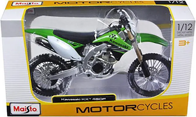 Alt view image 3 of 3 - Kawasaki KX 450F Green 1/12 Diecast Motorcycle Model by Maisto