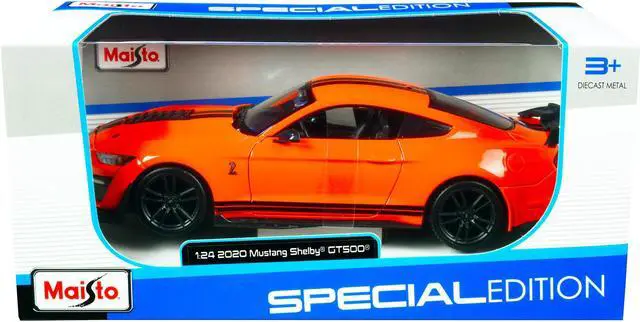 Main image of 2020 Ford Mustang Shelby GT500 Bright Orange with Black Stripes 1/24 Diecast Model Car by Maisto