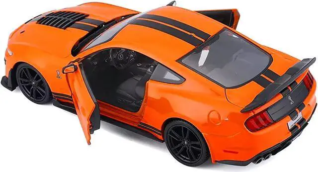 Alt view image 2 of 3 - 2020 Ford Mustang Shelby GT500 Bright Orange with Black Stripes 1/24 Diecast Model Car by Maisto