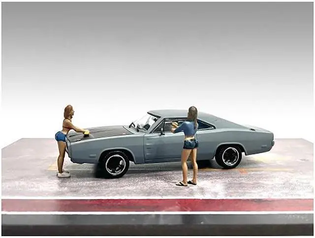 Alt view image 2 of 6 - "Car Wash Girls" Set 2 Jessica and Jennifer 2 Piece Figure Set for 1/43 Scale Models by American Diorama