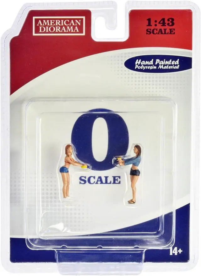 Main image of "Car Wash Girls" Set 2 Jessica and Jennifer 2 Piece Figure Set for 1/43 Scale Models by American Diorama