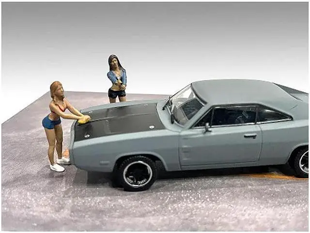 Alt view image 3 of 6 - "Car Wash Girls" Set 2 Jessica and Jennifer 2 Piece Figure Set for 1/43 Scale Models by American Diorama
