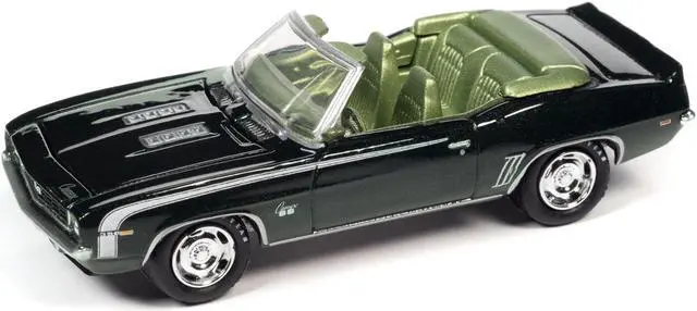 Alt view image 2 of 3 - 1969 Chevrolet Camaro RS/SS Convertible Fathom Green Met w/White & Light Green 1/64 Diecast Model Car by Johnny Lightning