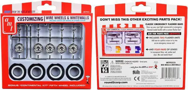 Alt view image 3 of 4 - Skill 2 Model Kit Wire Wheels and Whitewall Tires Set of 5 Pieces for 1/25 Scale Models by AMT