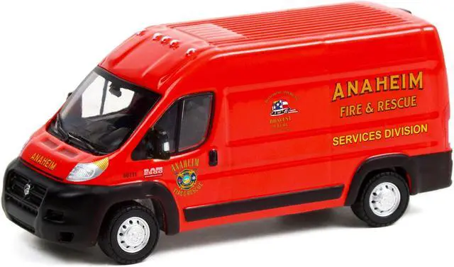 Alt view image 2 of 3 - 2018 Ram ProMaster 2500 Cargo High Roof Van Red Anaheim Fire & Rescue Services Division (California) 1/64 Diecast by Greenlight
